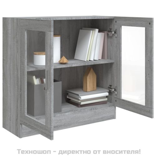 Шкаф витрина, сив сонома, 82,5x30,5x80 см, инженерно дърво