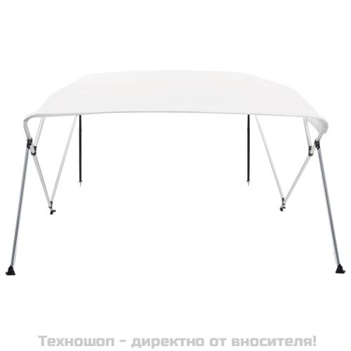 Тента за лодка, 4 дъги, бяла, 243x180x137 см