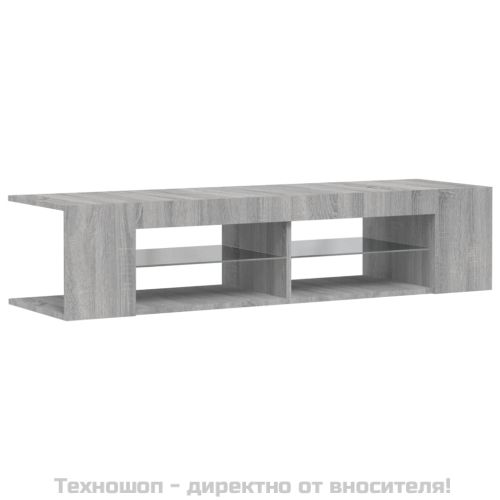 ТВ шкаф с LED осветление, сив сонома, 135x39x30 см