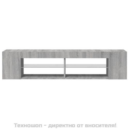 ТВ шкаф с LED осветление, сив сонома, 135x39x30 см