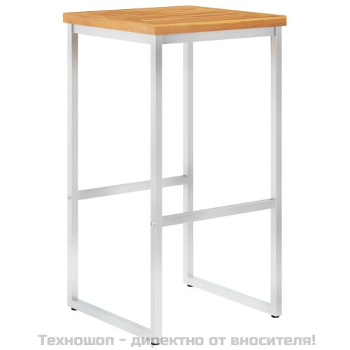 Бар столове, 4 бр, акация масив и неръждаема стомана