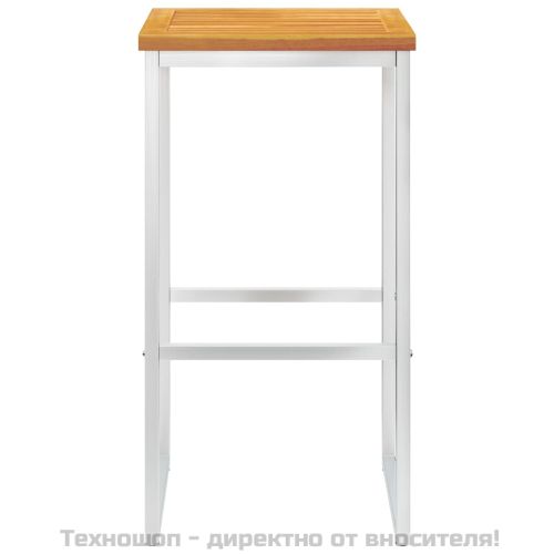 Бар столове, 4 бр, акация масив и неръждаема стомана