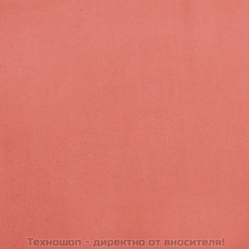 Табуретка с дървени крака, розова, кадифе