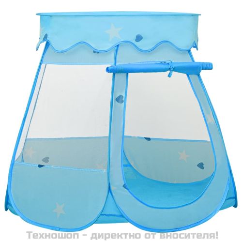 Детска палатка за игра с 250 топки, синя, 102x102x82 см