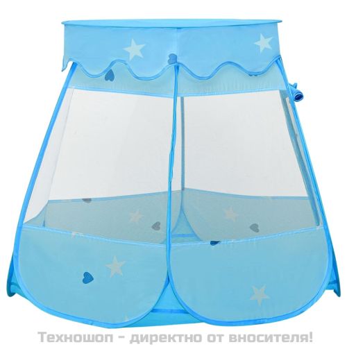 Детска палатка за игра с 250 топки, синя, 102x102x82 см