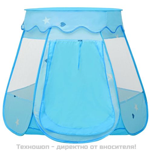 Детска палатка за игра с 250 топки, синя, 102x102x82 см
