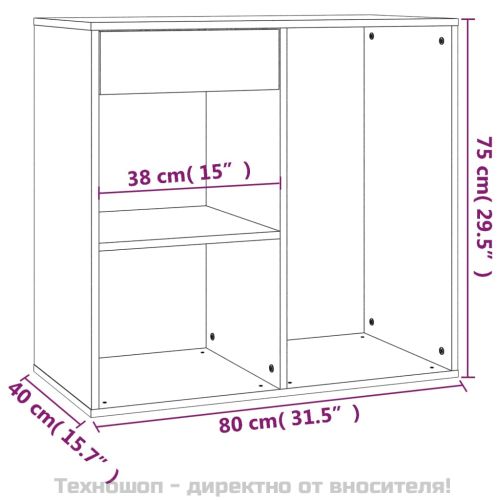 Козметичен шкаф, Сив сонома, 80x40x75 см, инженерно дърво
