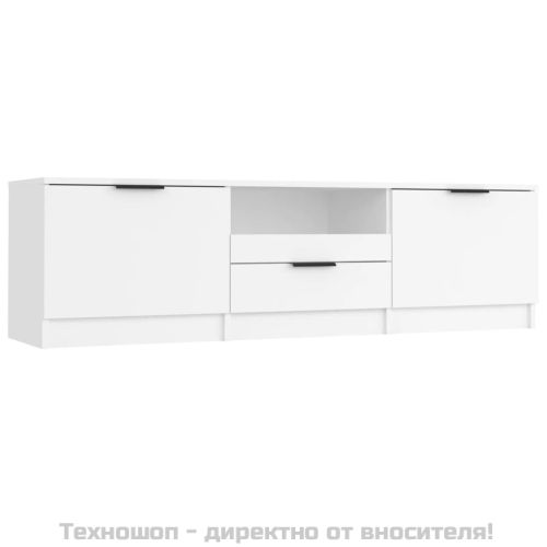 ТВ шкаф, бял, 140x35x40 см, инженерно дърво