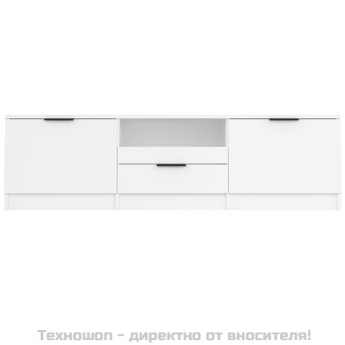 ТВ шкаф, бял, 140x35x40 см, инженерно дърво