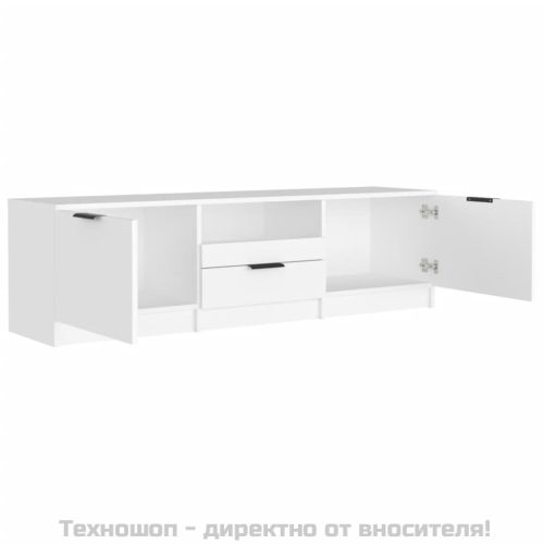 ТВ шкаф, бял, 140x35x40 см, инженерно дърво