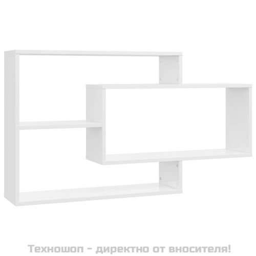Стенни рафтове, бял гланц, 104x20x58,5 см, инженерно дърво