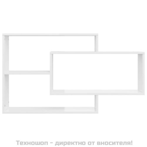 Стенни рафтове, бял гланц, 104x20x58,5 см, инженерно дърво