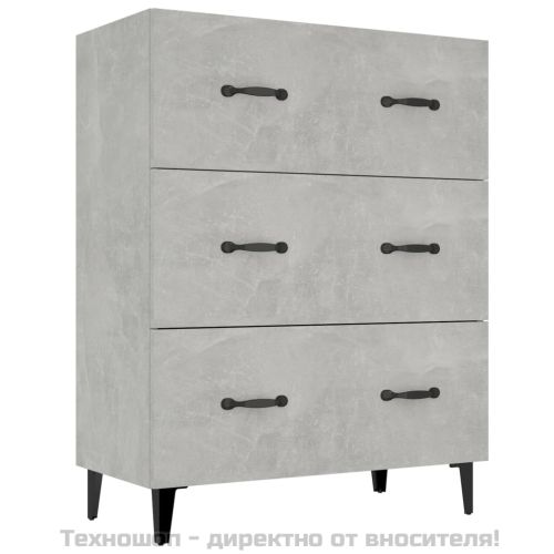 Сайдборд, бетонно сив, 69,5x34x90 см, инженерно дърво