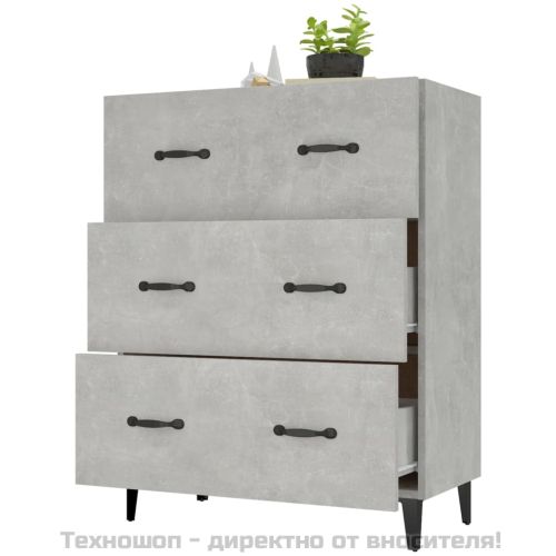 Сайдборд, бетонно сив, 69,5x34x90 см, инженерно дърво