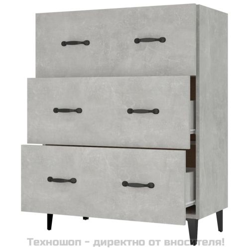 Сайдборд, бетонно сив, 69,5x34x90 см, инженерно дърво