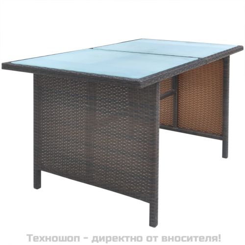 Градински комплект с възглавници, 6 части, кафяв полиратан