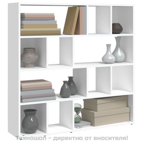 Библиотека/разделител за стая, бяла, 105x24x102 см
