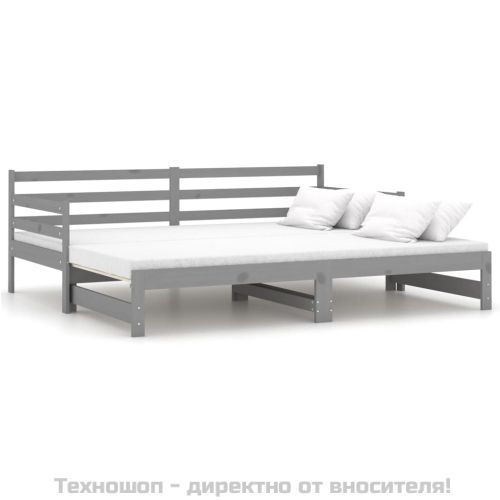 Разтегателно дневно легло, без матрак, сиво, 2x(90x200) см