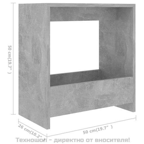 Странична маса, бетонно сива, 50x26x50 см, инженерно дърво