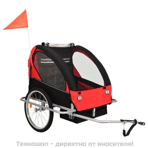 2-в-1 спортно ремарке за велосипеди, черно и червено