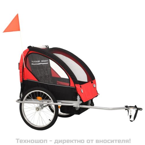 2-в-1 спортно ремарке за велосипеди, черно и червено