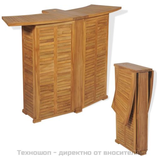 Бистро комплект със сгъваеми столове, 3 части, тик масив
