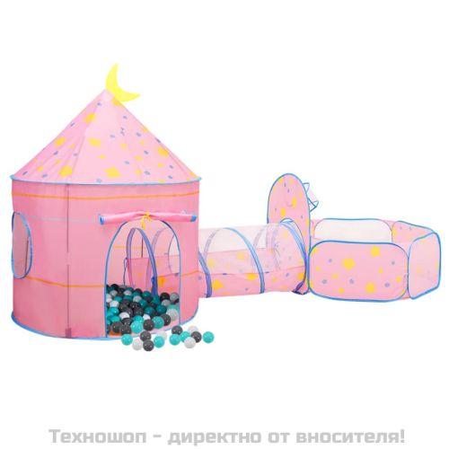 Детска палатка за игра с 250 топки розова 301x120x128 см
