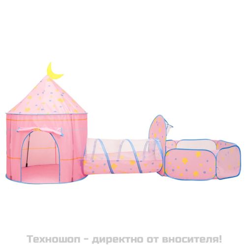 Детска палатка за игра с 250 топки розова 301x120x128 см