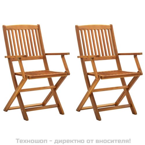 Сгъваеми градински столове, 2 бр, акация масив