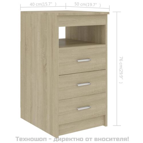 Шкаф с чекмеджета, сонома дъб, 40x50x76 см, инженерна дървесина