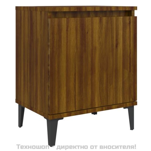 Нощно шкафче с метални крака, кафяв дъб, 40x30x50 см