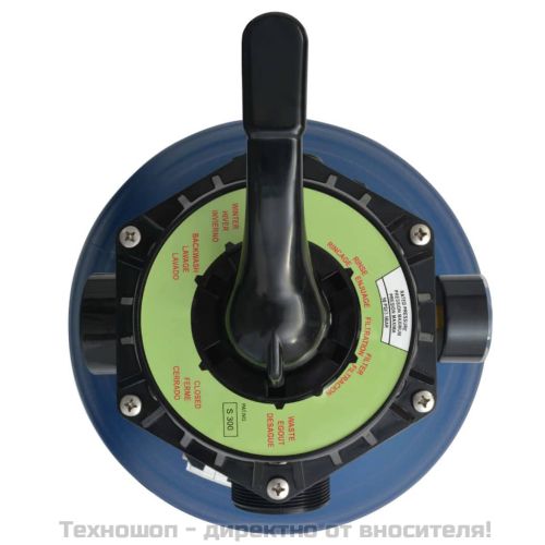 Пясъчен филтър за басейн, 6 позиционен клапан, син, 460 мм