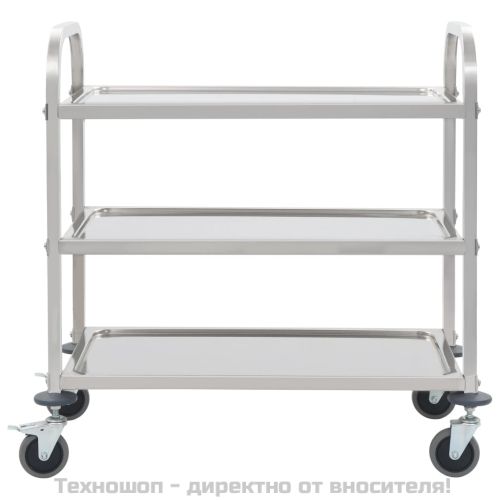 Кухненска количка с 3 рафта, 96,5x55x90 см, неръждаема стомана