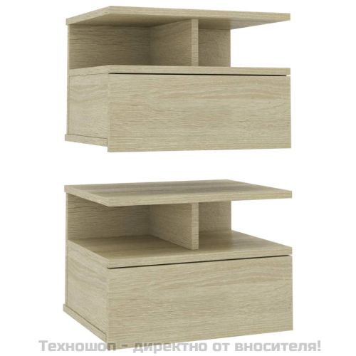 Нощни шкафчета за стена, 2 бр, дъб сонома, 40x31x27 см