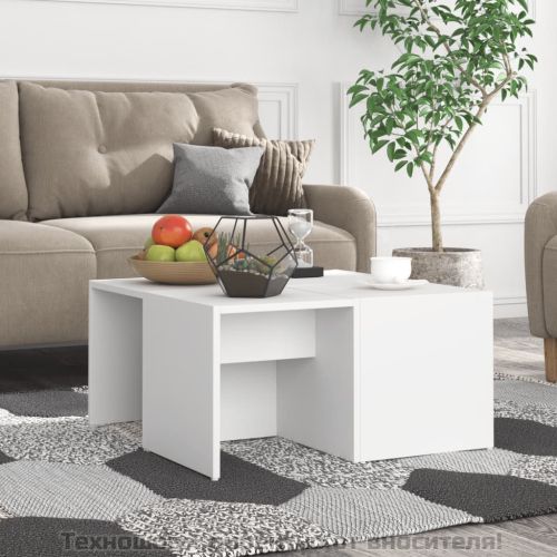 Маси за кафе, 4 бр, бели, 33x33x33 см, инженерно дърво