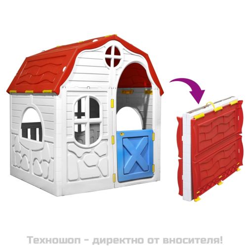 Сгъваема детска къща за игра с подвижна врата и прозорци