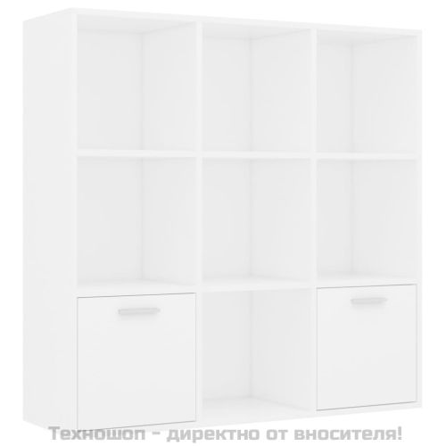 Шкаф библиотека, бял, 98x30x98 см, инженерно дърво