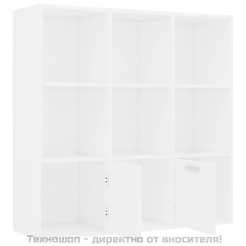 Шкаф библиотека, бял, 98x30x98 см, инженерно дърво