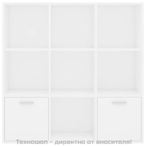 Шкаф библиотека, бял, 98x30x98 см, инженерно дърво