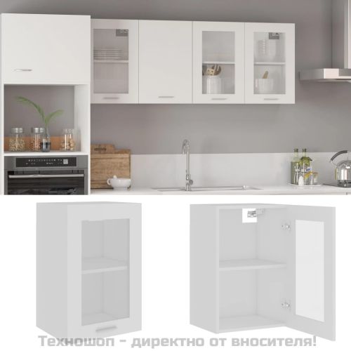 Висящ стъклен шкаф "Lyon", бял, 40x31x60 см, инженерно дърво