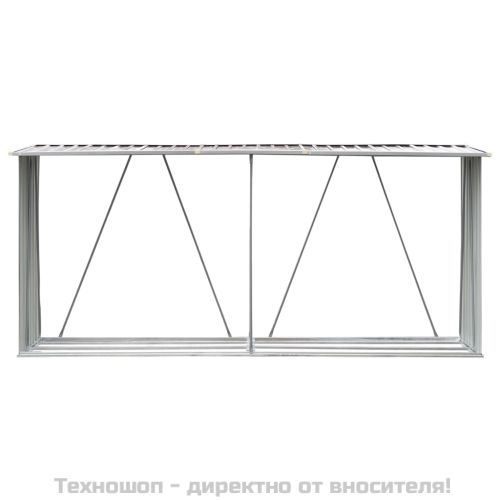 Навес за дърва, поцинкована стомана, 330x84x152 см, кафяв