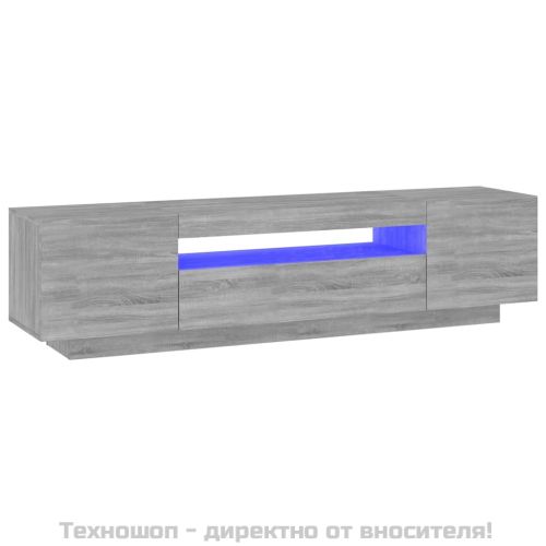 ТВ шкаф с LED осветление, сив сонома, 160x35x40 см
