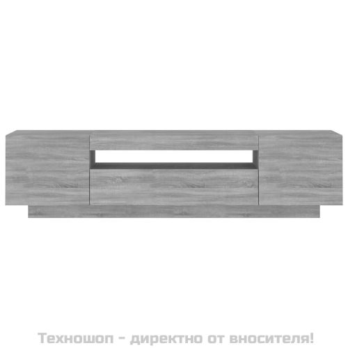 ТВ шкаф с LED осветление, сив сонома, 160x35x40 см