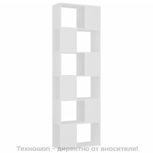 Библиотека/разделител за стая, бялa, 60x24x186 см
