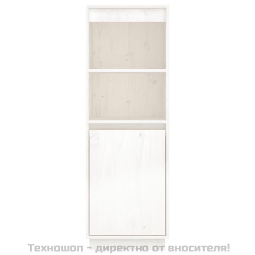 Висок шкаф, бял, 37x34x110 см, борово дърво масив