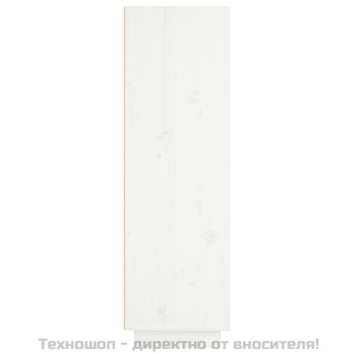 Висок шкаф, бял, 37x34x110 см, борово дърво масив