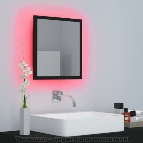 LED огледало за баня, черно, 40x8,5x37 см, акрил