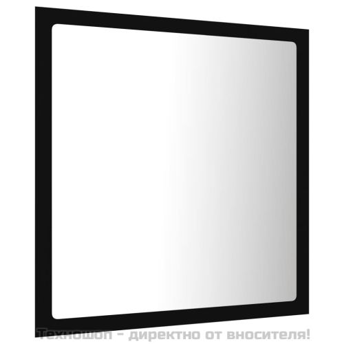 LED огледало за баня, черно, 40x8,5x37 см, акрил