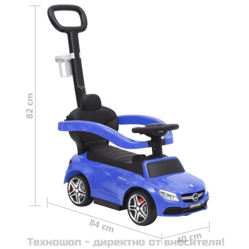 Количка за бутане и яздене Mercedes Benz C63 синя