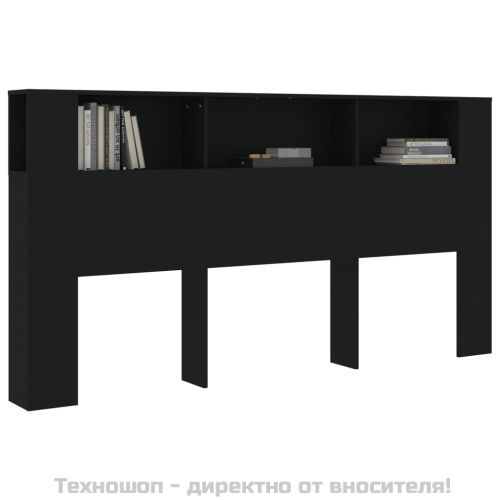 Табла за легло тип шкаф, черна, 200x18,5x104,5 см